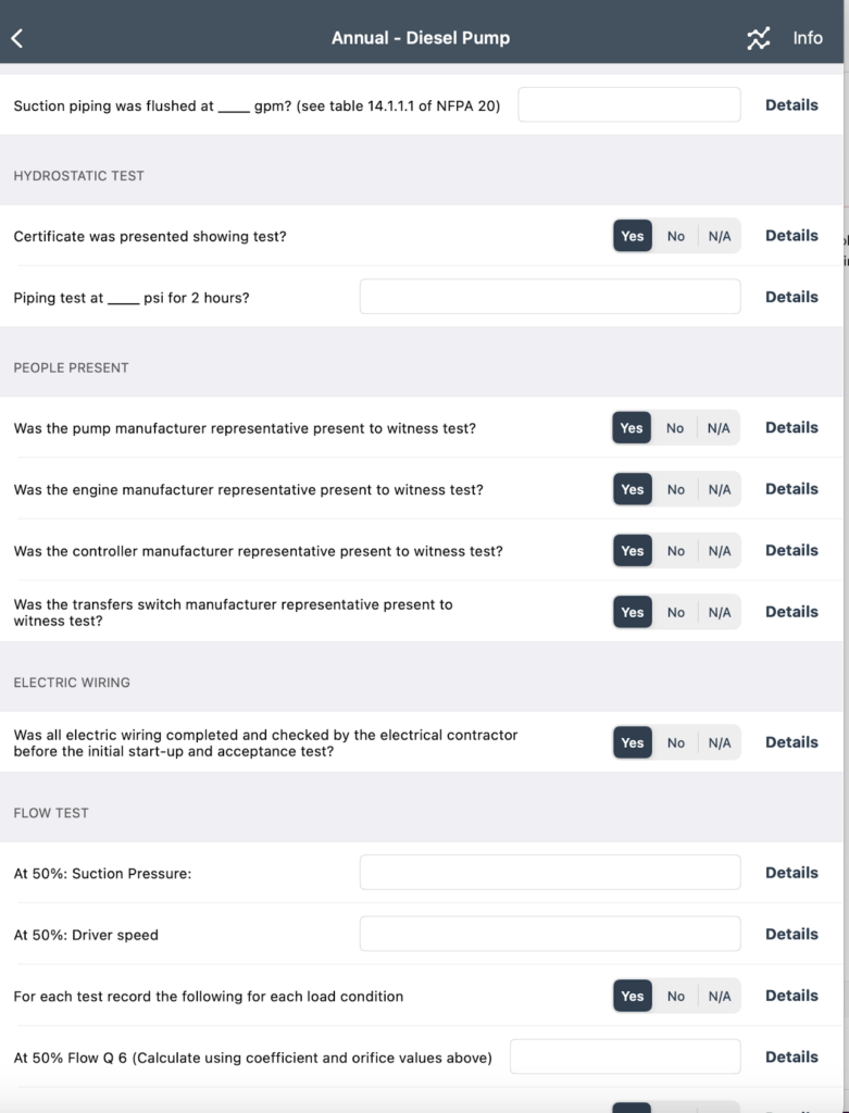 fire pump performance curve inspection questions